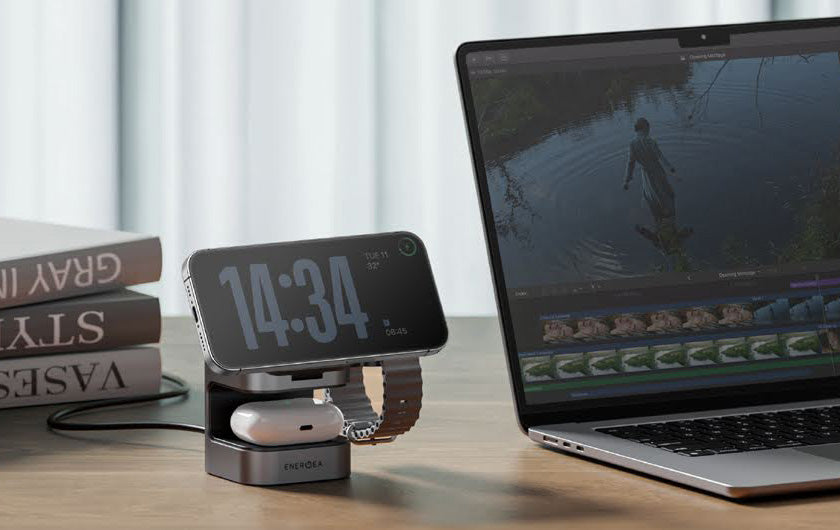 Qi2 certified 3-in-1 Wireless Charger MagCube charging iPhone, AirPods, and Apple watch